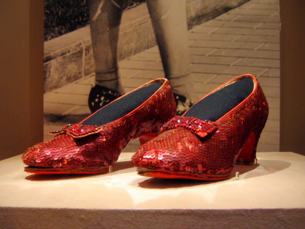 Dorothy's ruby slippers are a symbol of the way back home.