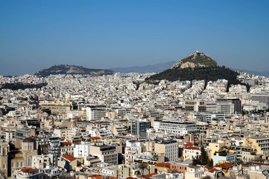 Beautiful top view of Athens, Greece.