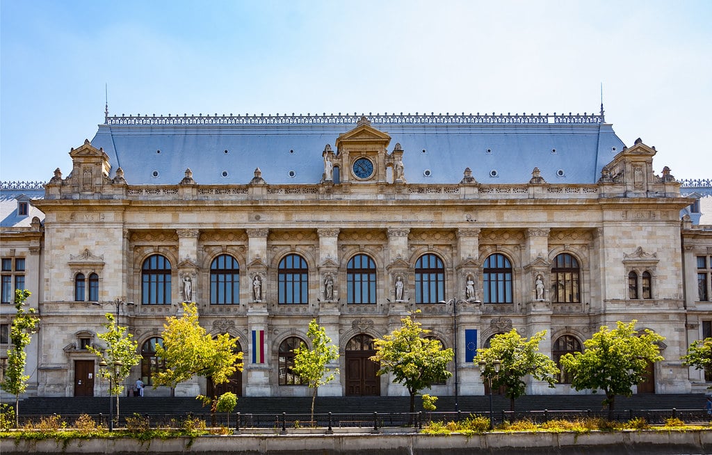 A beautiful view of the palace of Justice, Bucharest, Romania. Bucharest is one of the cheapest European city breaks in 2024.