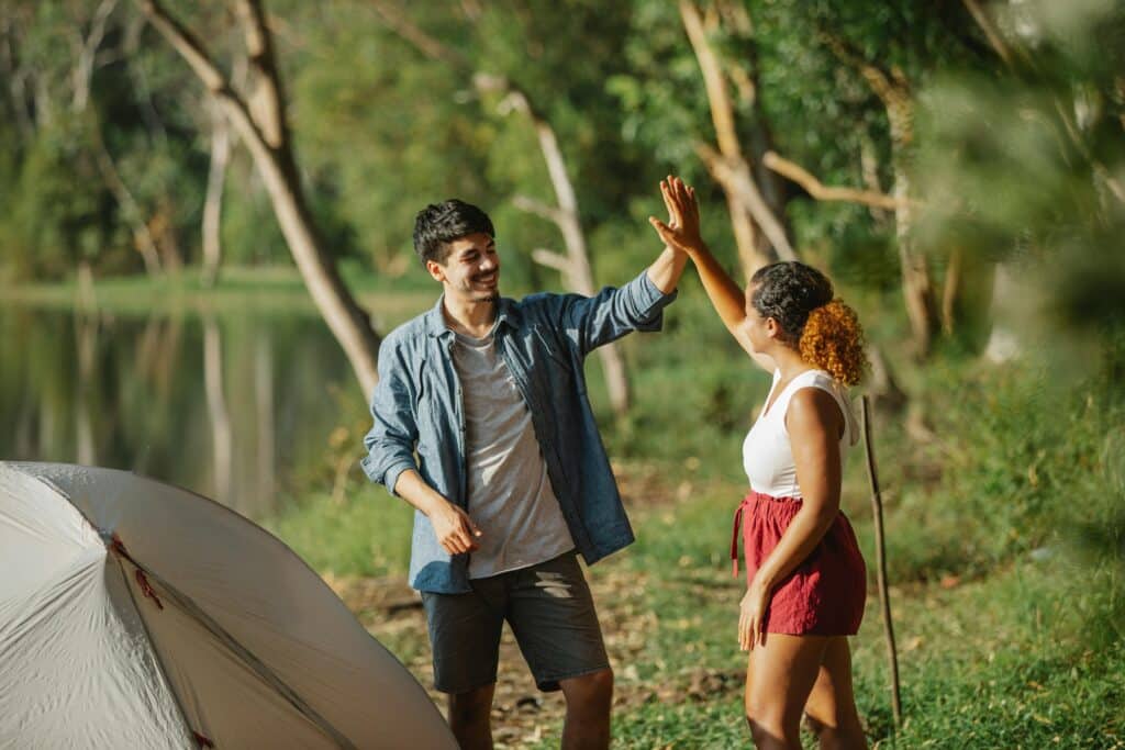 Picture of a boy and girl interacting.