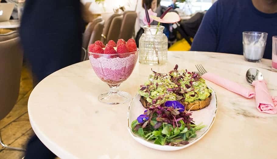 Picture of a dining of vegan foods in London United Kingdom.