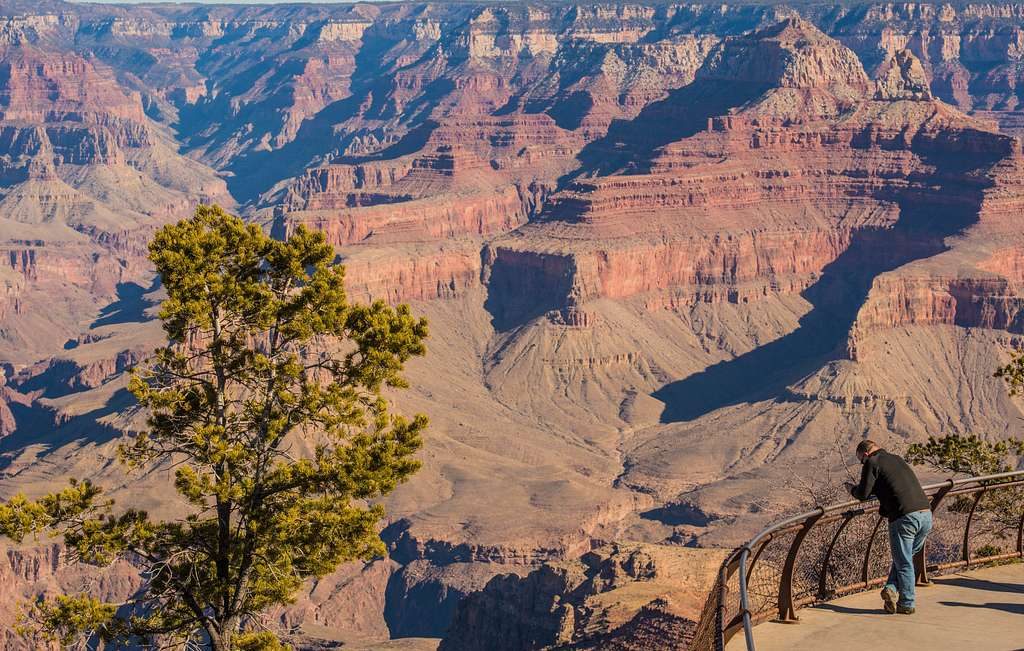 Picture of a tourist enjoying a beautiful view.