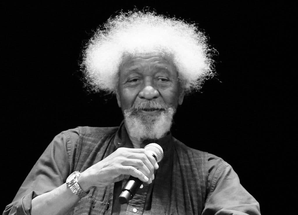 A grayscale image of Prof. Wole Soyinka. A Nigerian fun fact is that he was the first to win the novel prize for literature in Africa.