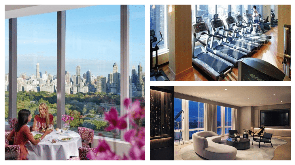 Beautiful collage pictures of Mandarin Oriental, New York. One of the best luxury spa hotels in New York.